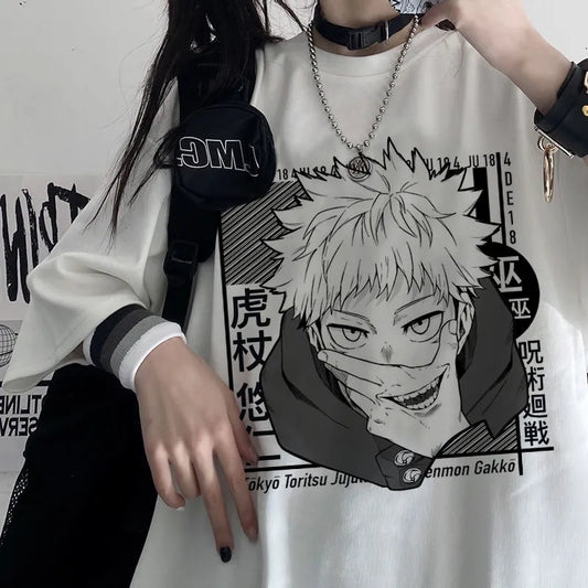 2024 T-shirt Japanese Anime Women's T-shirt Jiu-Jitsu Kaisen T-shirt Unisex Top Graphic Y2k Cool Unisex T-shirt Male Goth Tops