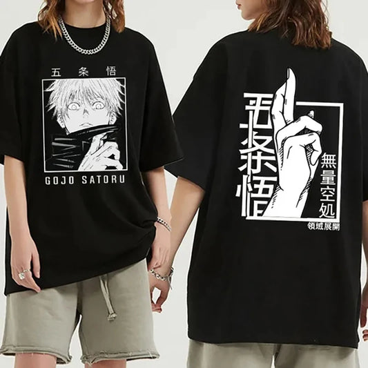 Japanese Anime Punk Gojo Satoru Printed Loose T-shirt Harajuku Casual Y2k Streetwear Tops
